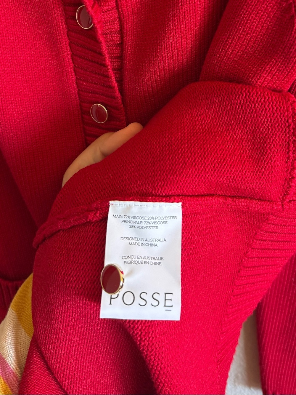 Posse Sabrina Long Sleeve Cardigan in Ruby Red Size Small Knit Sweater Chic - Picture 6 of 8